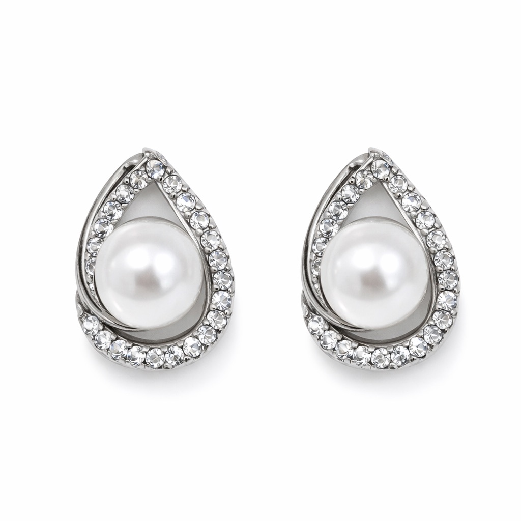 Tuckernuck Silver Pearl Teardrop Rhinestone Clip-On Earring 39$